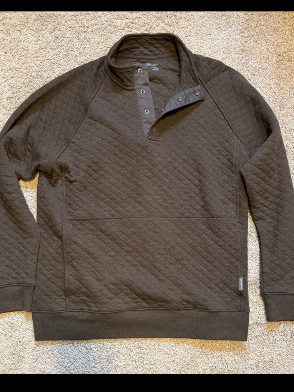 Eddie Bauer Men's Dark Brown Crewneck Quilted sweatshirt